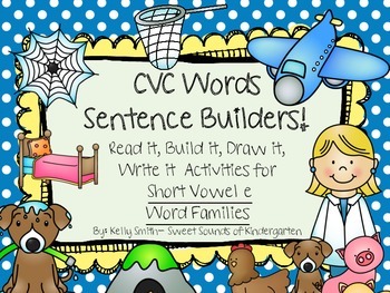 Preview of CVC Words Sentence Builders! Short Vowel E