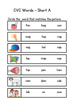 CVC Words Short A by Teacher Publishing Corner | TPT