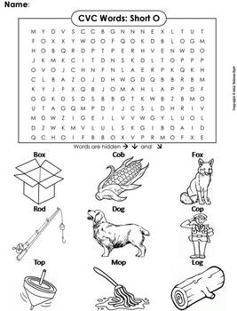 CVC Words: Short O Worksheet/ Word Search