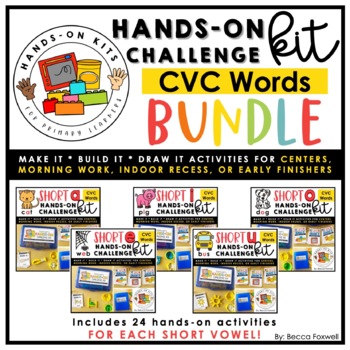 Preview of CVC Words Short Vowels A E I O U Hands-On Kit BUNDLE | Center Activities