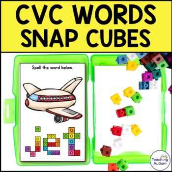 Preview of CVC Words Snap Cubes Spelling | CVC Task Box for Special Education