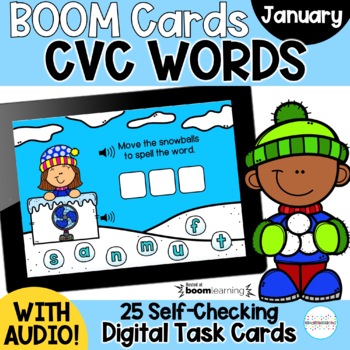Preview of CVC Words Spelling Winter Boom Cards ™ | Digital Games