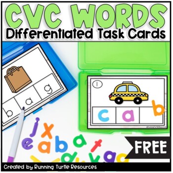 Preview of CVC Task Cards FREEBIE