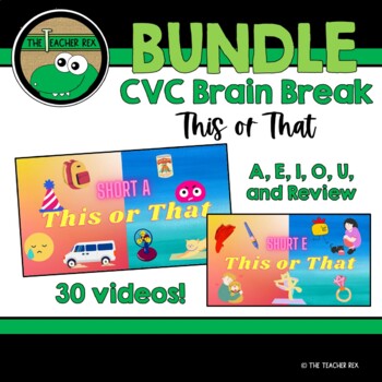 Preview of CVC Words This or That Brain Break Videos **BUNDLE**