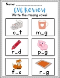 CVC Words Unit 2 Review Vowel Practice