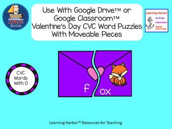 Preview of CVC Words Valentine's Day Puzzles Vowel O with Moveable Pieces for Google Drive™