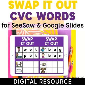 Preview of CVC Words Word Work Phonics & Phoneme Manipulation Digital & Printable Activity