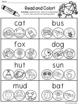 cvc words worksheets kindergarten first grade by my