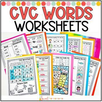 Preview of CVC Words Worksheets | No Prep Printable Phonics Worksheets