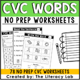 CVC Words Worksheets Bundle - NO PREP