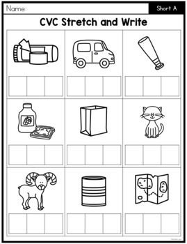 cvc words worksheets cvc word stretch and write sound boxes tpt