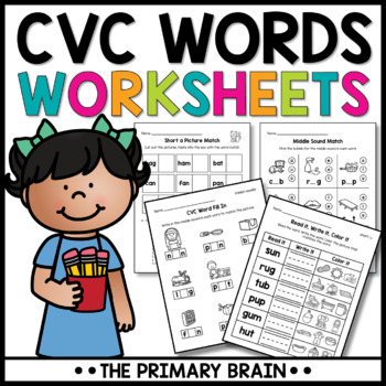 Preview of CVC Words Practice Worksheets | Phonics Centers & Independent Activities for K-1