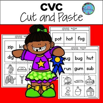 Preview of ESL Phonics Worksheets CVC Words Cut and Paste SPED Reading Back to School