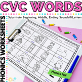 CVC Words Phonics Worksheets | Science of Reading Aligned