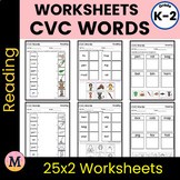 CVC Words Worksheets - Reading 3-letter Phonetic Words