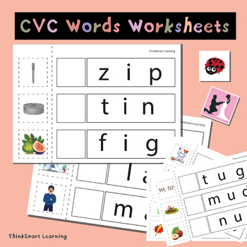 CVC Words Worksheets - Short Vowel Phonics Word Families Practice Sort ...