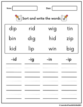CVC Words Worksheets Short i Kindergarten by Learn and Teach with me