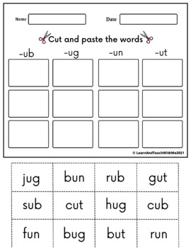 CVC Words Worksheets Short u Kindergarten by Learn and Teach with me