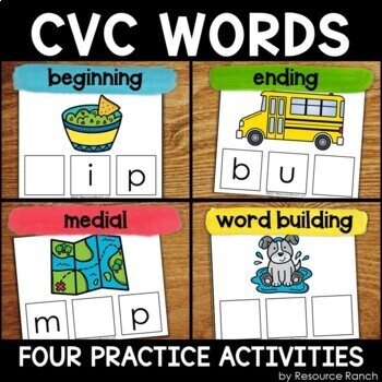 Preview of CVC Words Worksheets and CVC Picture Cards