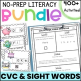 CVC Words Worksheets and Sight Words Practice for Kinderga