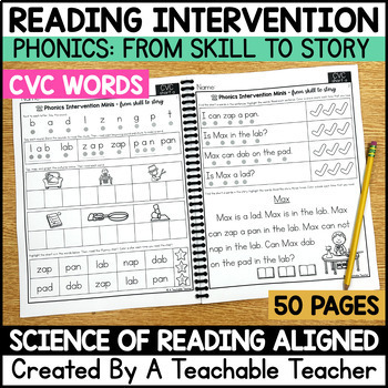 Preview of CVC Words Worksheets for CVC Reading Intervention aligned to Science of Reading