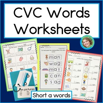 Preview of CVC Words Worksheets short a with Evaluation and Data Tracking