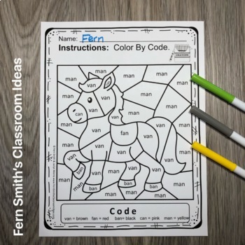 Download CVC Words -an Family Short a Color By Codes For Struggling Readers