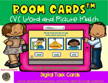Preview of CVC Words & Picture Match Digital Boom Cards