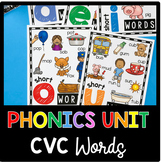 CVC Words and Word Families - Kindergarten Phonics Unit - Centers - Worksheets