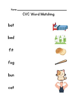 CVC Words matching by Bailey Carr | TPT