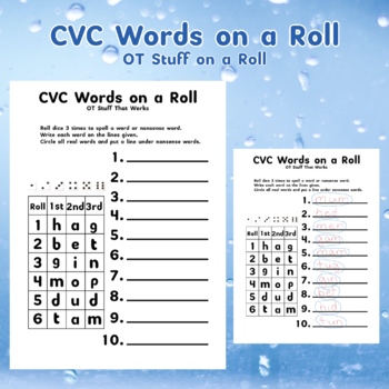 Preview of CVC Words on a Roll Spelling Fun Occupational Therapy
