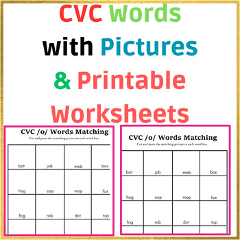 Preview of 476+ CVC Words with Pictures & Printable Worksheets matching