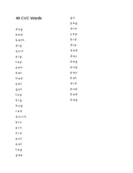 Preview of CVC Words with Letter Reversals (40 Words)