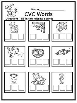 CVC Worksheet - Fill in the missing sounds by Strawberry Sweet Teaching