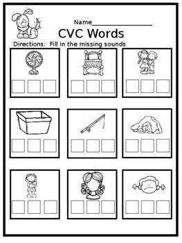 CVC Worksheet - Fill in the missing sounds by Strawberry Sweet Teaching