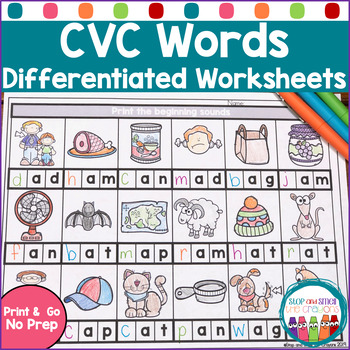 CVC Words Worksheets by Stop and Smell the Crayons | TpT