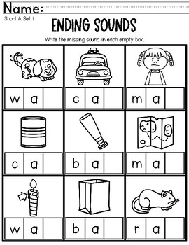 CVC Worksheets|Missing Ending Sounds| Short Vowel Sounds| | TPT