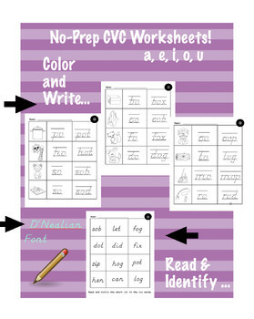 Preview of CVC Worksheets No-Prep