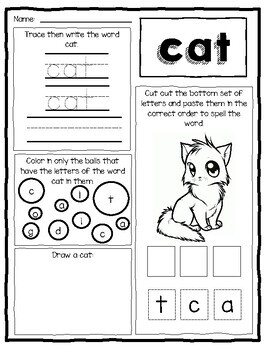 cvc worksheets at words by early childhood resource center tpt