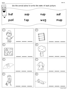 cvc worksheets to identify read and write by teachers take out