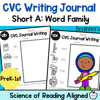 Preview of CVC Writing Journal Word Families Beginners- Short A- Science of Reading Aligned