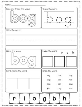 CVC Writng Practice - o words by Z is for Zebra | TpT