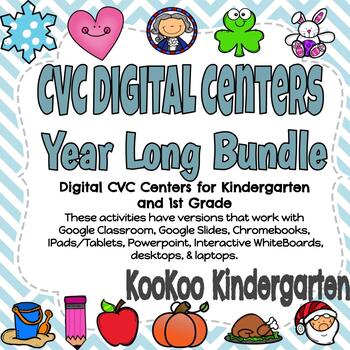Preview of CVC Words Year Long Digital Centers for Google Classroom