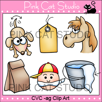 Preview of CVC Clip Art: -ag Rhyming Words Clip Art Set - Personal or Commercial Use