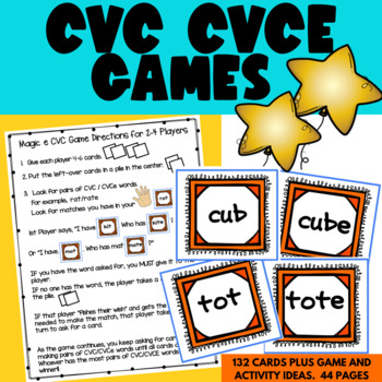 4 Games CVC, CVCC, CVCe, R controlled, Uno & Crazy 8 Flashcards & Spelling  Rules