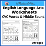 CVC and Middle Sound Worksheets - Composing - Kindergarten