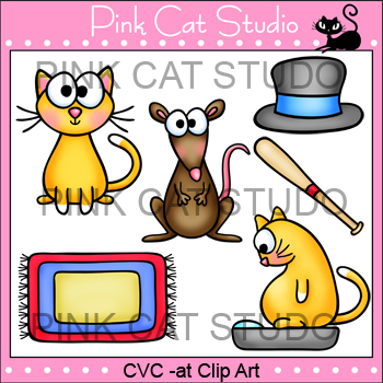 Preview of CVC -at Rhyming Words Clip Art Set - Personal or Commercial Use