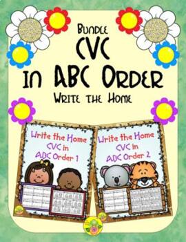 Preview of CVC in ABC Order Write the Home Bundle | Distance Learning