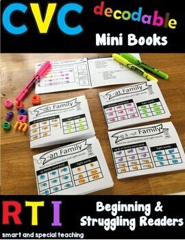 Preview of Science of Reading Kindergarten CVC  mini-books Readers Bundle (RTI & Dyslexia)