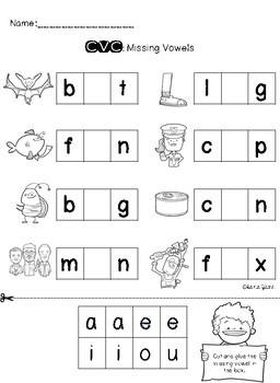 CVC missing vowel by KinderHeroes | TPT